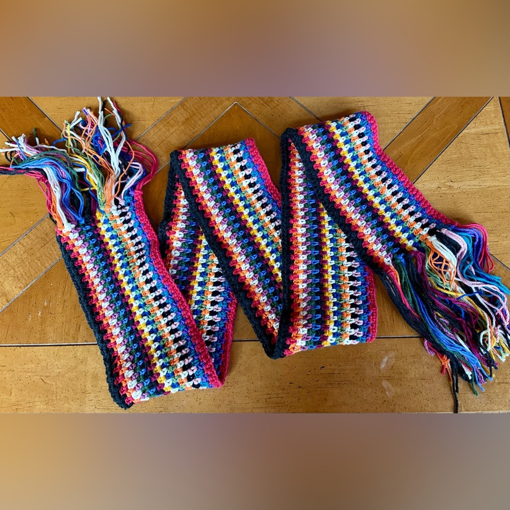 Unisex Multicolor Crochet Scarf